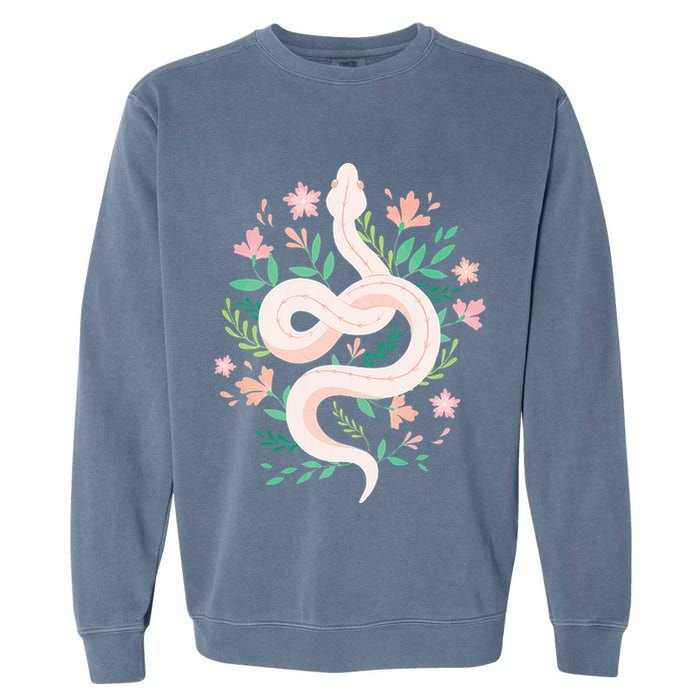 Snake Reptile Flowers Poisonous Python Cobra Animal Gift Garment-Dyed Sweatshirt