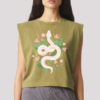 Snake Reptile Flowers Poisonous Python Cobra Animal Gift Garment-Dyed Women's Muscle Tee