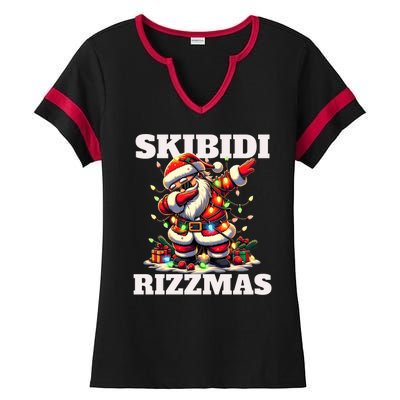 Skibidi Rizzmas Funny Christmas Dab Ladies Halftime Notch Neck Tee