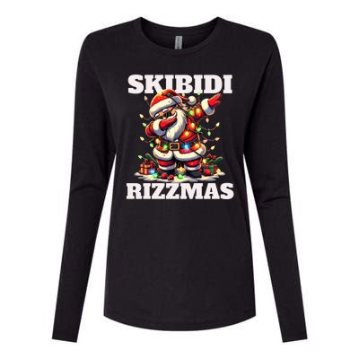 Skibidi Rizzmas Funny Christmas Dab Womens Cotton Relaxed Long Sleeve T-Shirt