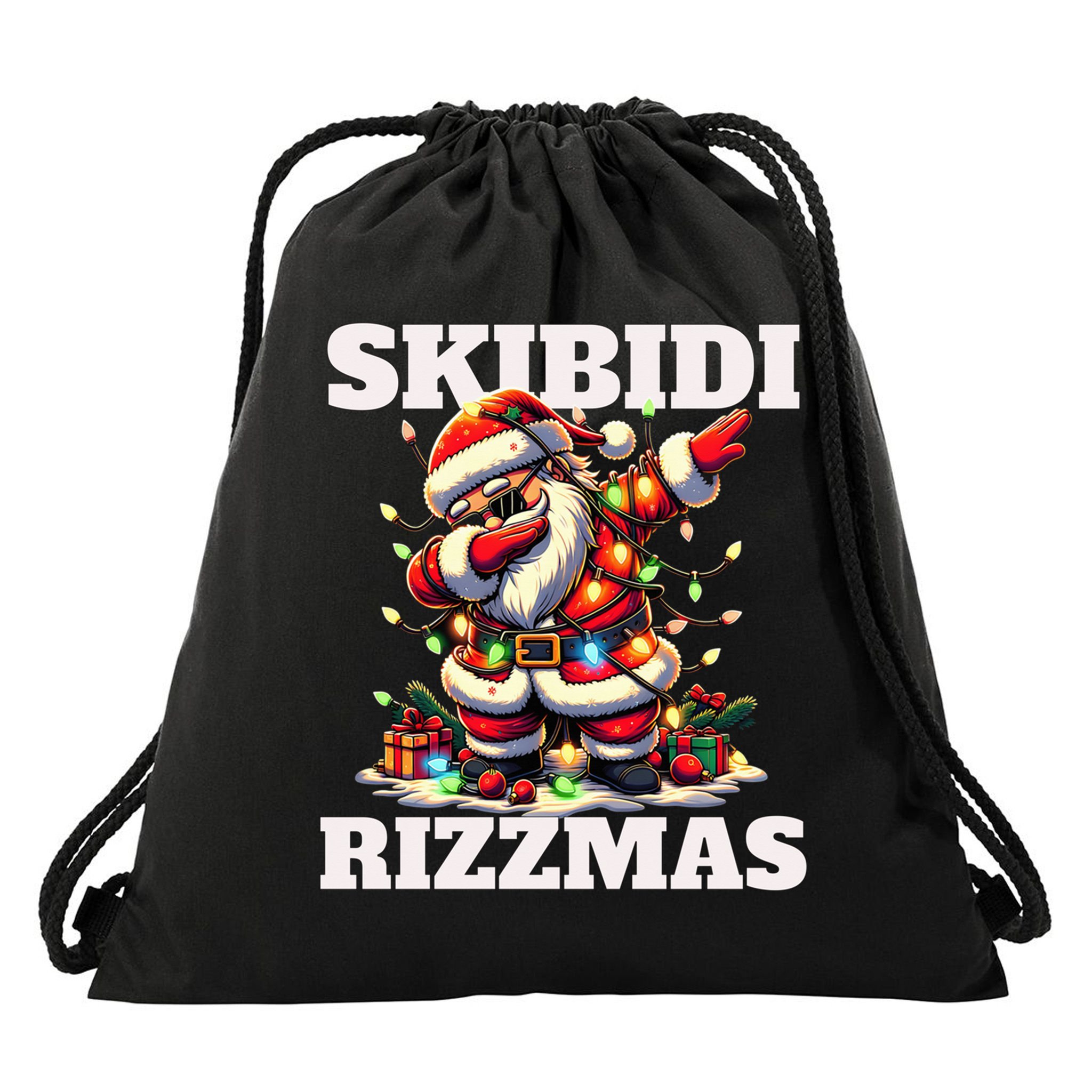 Skibidi Rizzmas Funny Christmas Dab Drawstring Bag