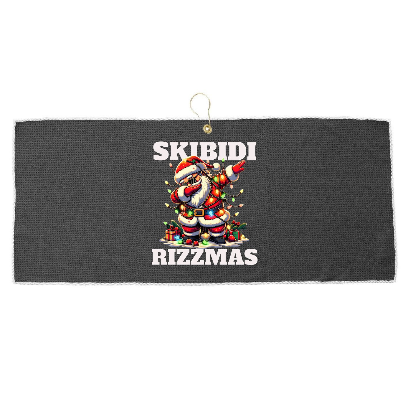 Skibidi Rizzmas Funny Christmas Dab Large Microfiber Waffle Golf Towel