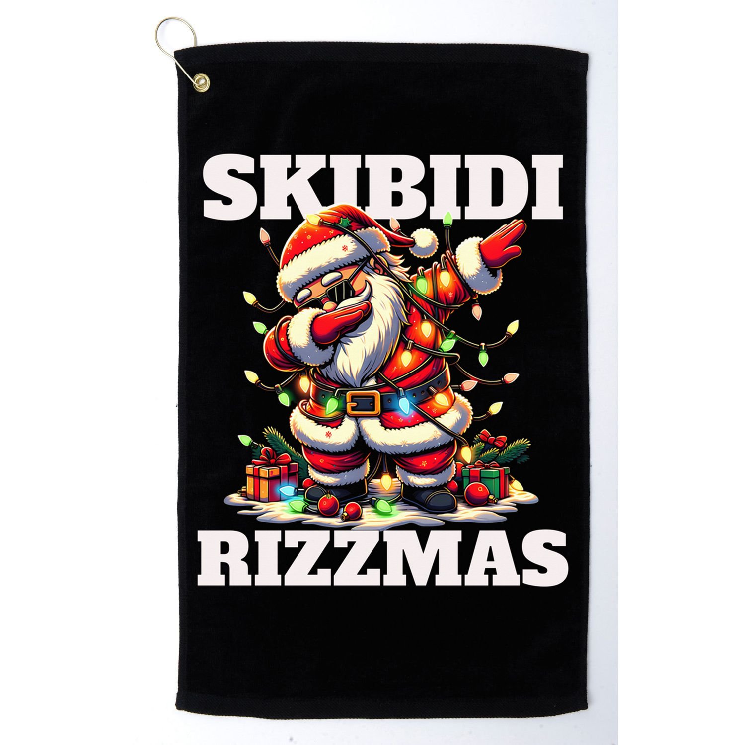 Skibidi Rizzmas Funny Christmas Dab Golf Towel