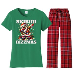 Skibidi Rizzmas Funny Christmas Dab Women's Flannel Pajama Set