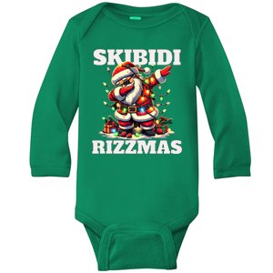 Skibidi Rizzmas Funny Christmas Dab Baby Long Sleeve Bodysuit