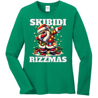 Skibidi Rizzmas Funny Christmas Dab Ladies Long Sleeve Shirt