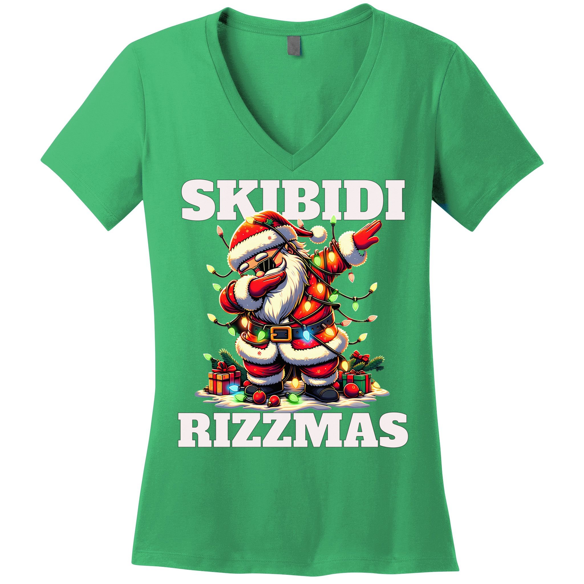 Skibidi Rizzmas Funny Christmas Dab Women's V-Neck T-Shirt
