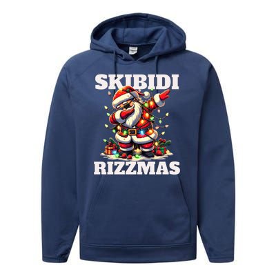 Skibidi Rizzmas Funny Christmas Dab Performance Fleece Hoodie