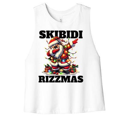 Skibidi Rizzmas Funny Christmas Dab Women's Racerback Cropped Tank