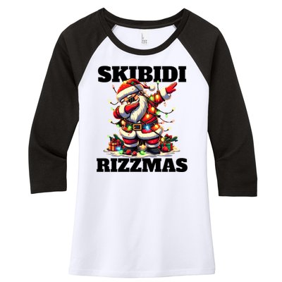 Skibidi Rizzmas Funny Christmas Dab Women's Tri-Blend 3/4-Sleeve Raglan Shirt