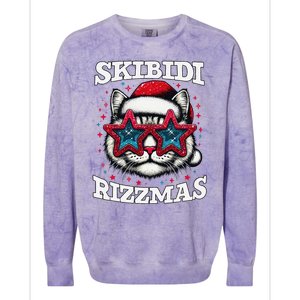 Skibid.I Rizzmas Funny Gen Alpha Slang Christmas Santa Cat Colorblast Crewneck Sweatshirt