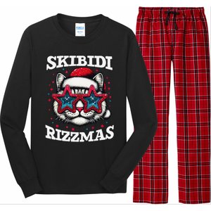 Skibid.I Rizzmas Funny Gen Alpha Slang Christmas Santa Cat Long Sleeve Pajama Set