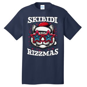 Skibid.I Rizzmas Funny Gen Alpha Slang Christmas Santa Cat Tall T-Shirt