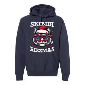 Skibid.I Rizzmas Funny Gen Alpha Slang Christmas Santa Cat Premium Hoodie