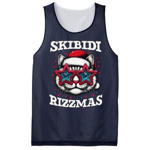 Skibid.I Rizzmas Funny Gen Alpha Slang Christmas Santa Cat Mesh Reversible Basketball Jersey Tank