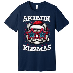 Skibid.I Rizzmas Funny Gen Alpha Slang Christmas Santa Cat Premium T-Shirt