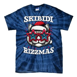 Skibid.I Rizzmas Funny Gen Alpha Slang Christmas Santa Cat Tie-Dye T-Shirt