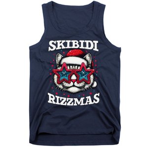 Skibid.I Rizzmas Funny Gen Alpha Slang Christmas Santa Cat Tank Top