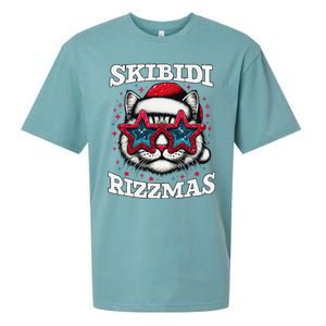 Skibid.I Rizzmas Funny Gen Alpha Slang Christmas Santa Cat Sueded Cloud Jersey T-Shirt