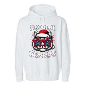 Skibid.I Rizzmas Funny Gen Alpha Slang Christmas Santa Cat Garment-Dyed Fleece Hoodie