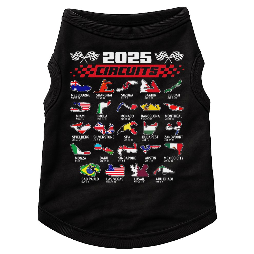 Schedule Racing Fast Cars Race Vintage Costume Formula 2025 Open Wheel Tracks Flag Lover Black Doggie Tank