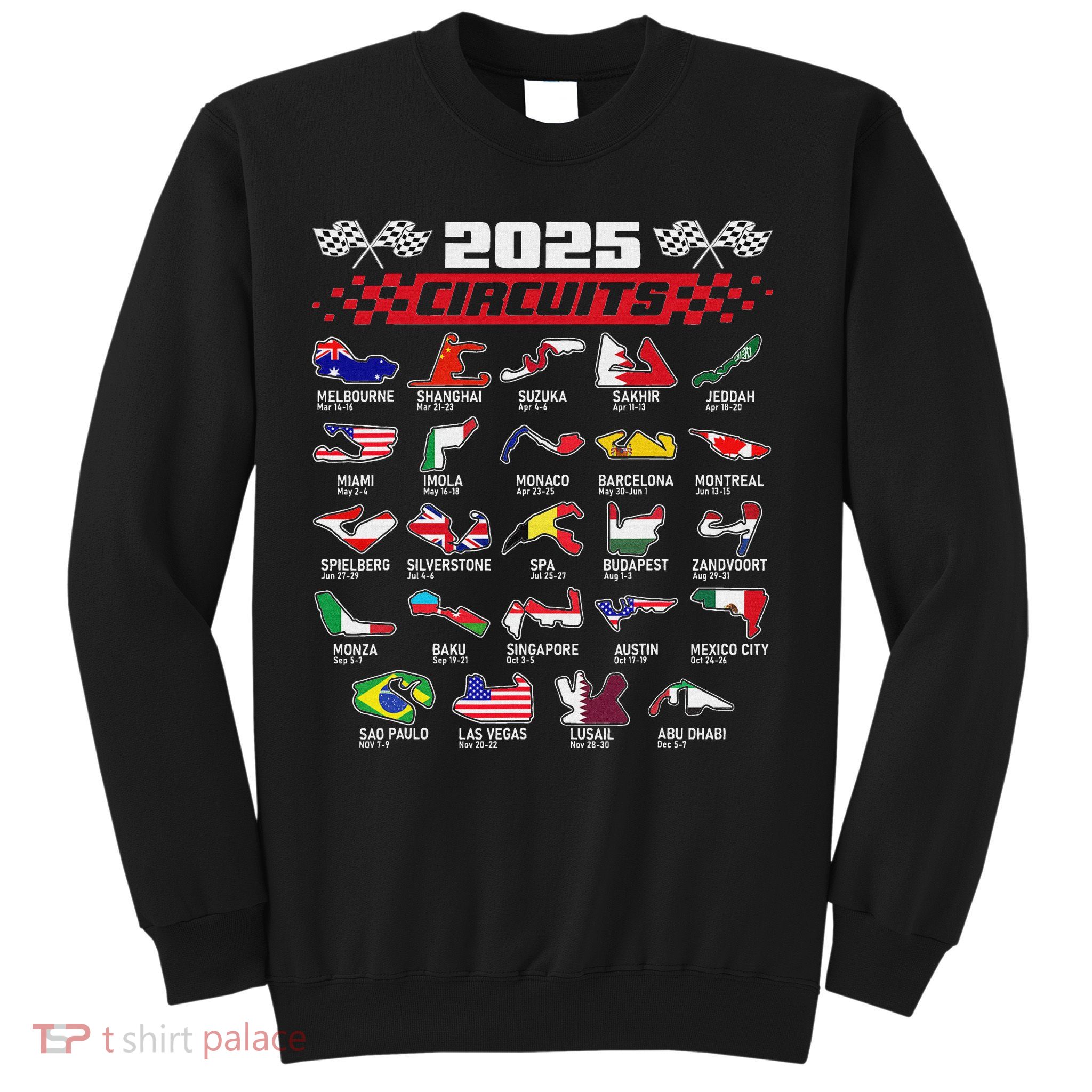 Schedule Racing Fast Cars Race Vintage Costume Formula 2025 Open Wheel Tracks Flag Lover Black Sweatshirt