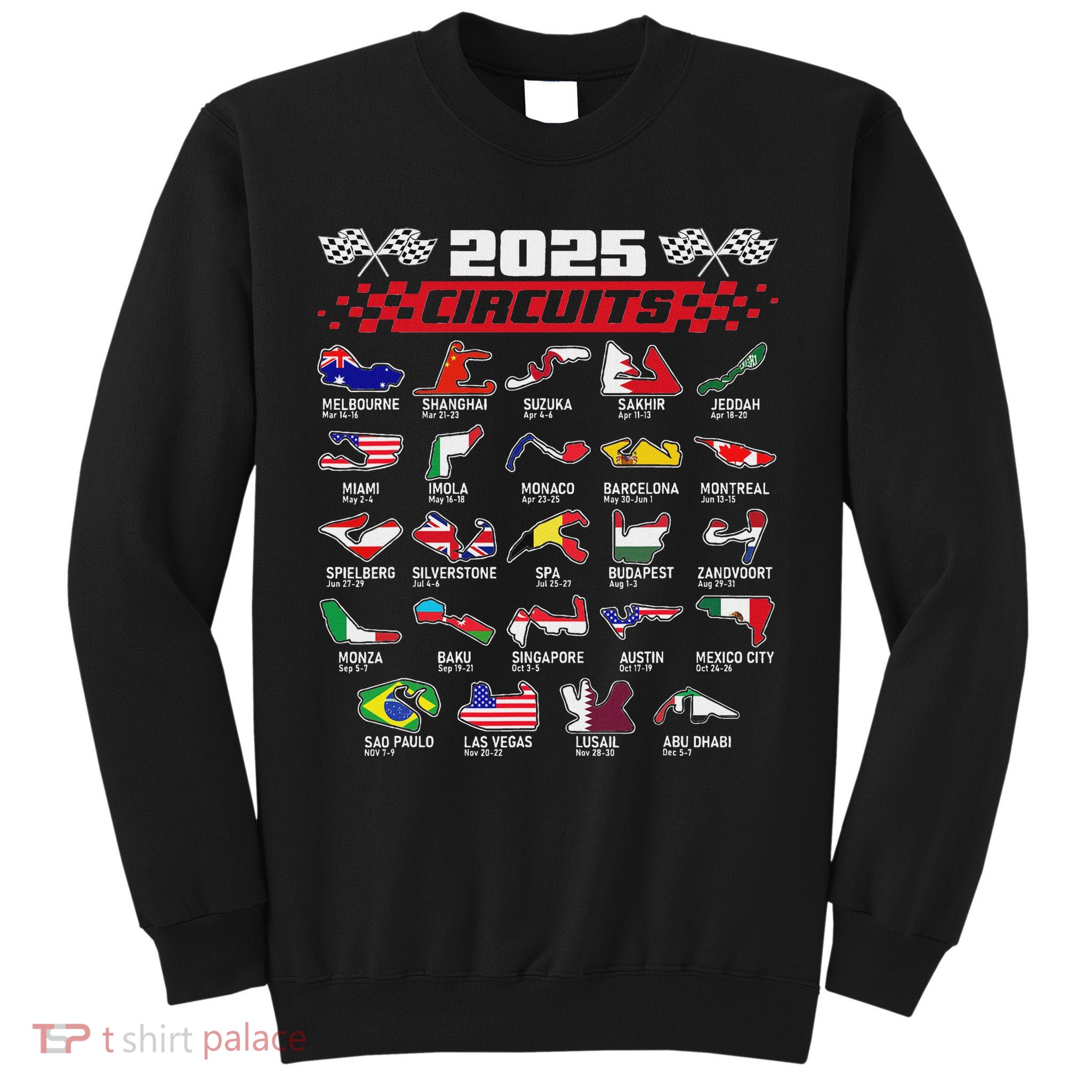 Schedule Racing Fast Cars Race Vintage Costume Formula 2025 Open Wheel Tracks Flag Lover Black Tall Sweatshirt