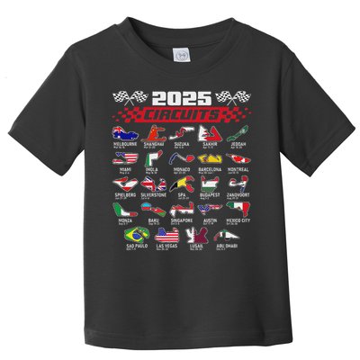 Schedule Racing Fast Cars Race Vintage Costume Formula 2025 Open Wheel Tracks Flag Lover Black Toddler T-Shirt