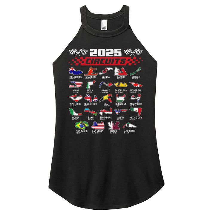 Schedule Racing Fast Cars Race Vintage Costume Formula 2025 Open Wheel Tracks Flag Lover Black Women's Perfect Tri Rocker Tank