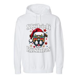 Skibid.I Rizzmas Funny Gen Alpha Slang Christmas Dog Garment-Dyed Fleece Hoodie