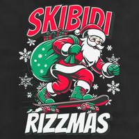 Skibidi Rizzmas Funny Santa Rizz Christmas 7 Panel Mesh Trucker Snapback Hat
