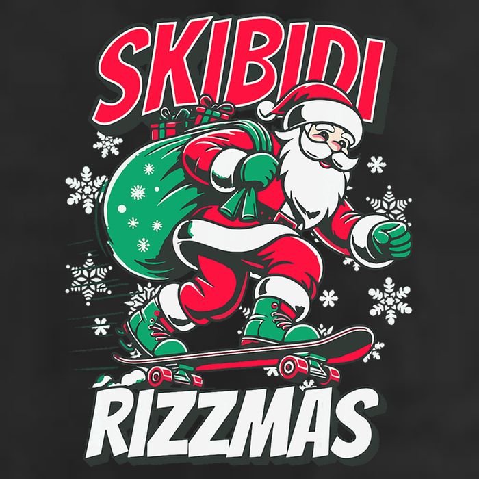 Skibidi Rizzmas Funny Santa Rizz Christmas 7 Panel Mesh Trucker Snapback Hat