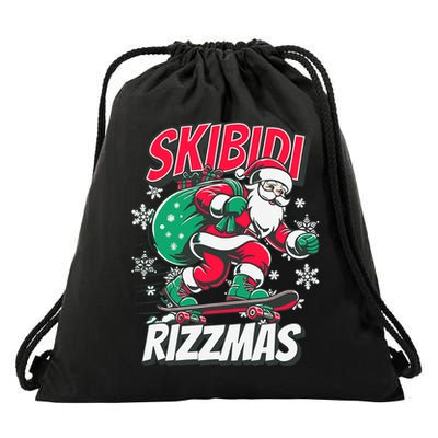 Skibidi Rizzmas Funny Santa Rizz Christmas Drawstring Bag