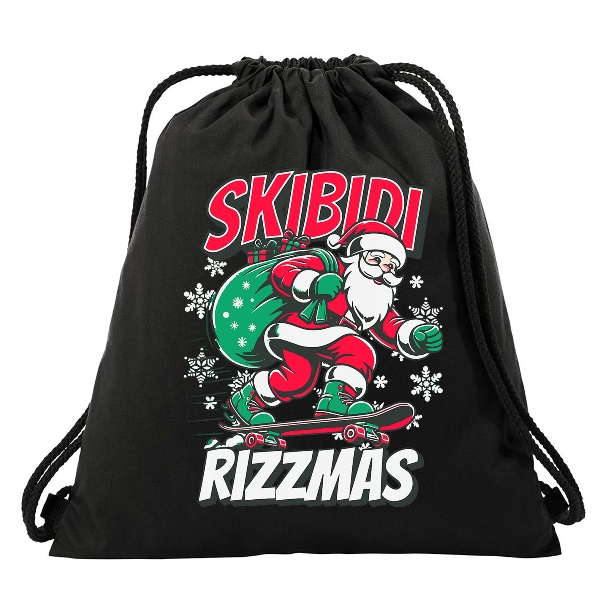 Skibidi Rizzmas Funny Santa Rizz Christmas Drawstring Bag