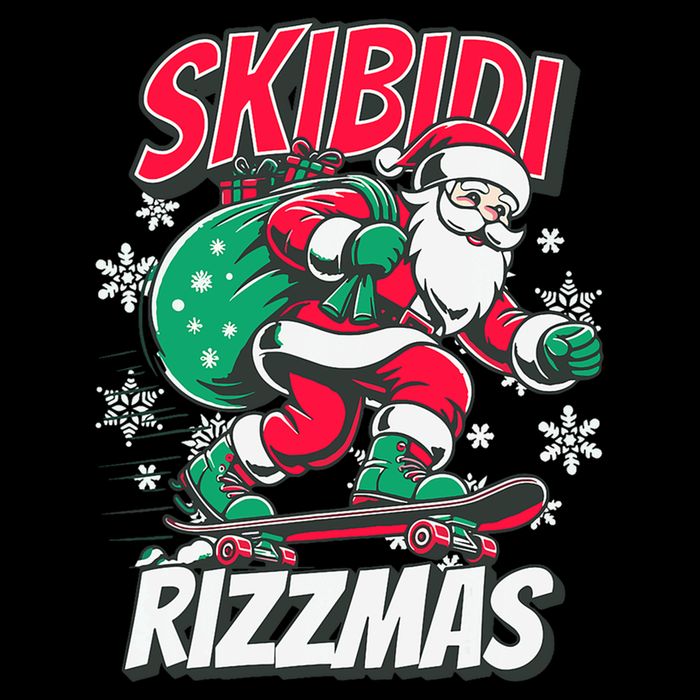Skibidi Rizzmas Funny Santa Rizz Christmas Drawstring Bag