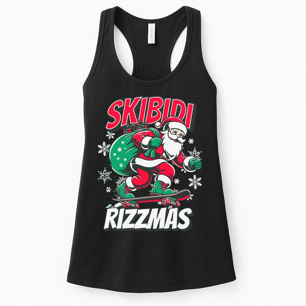 Skibidi Rizzmas Funny Santa Rizz Christmas Womens Tank Top
