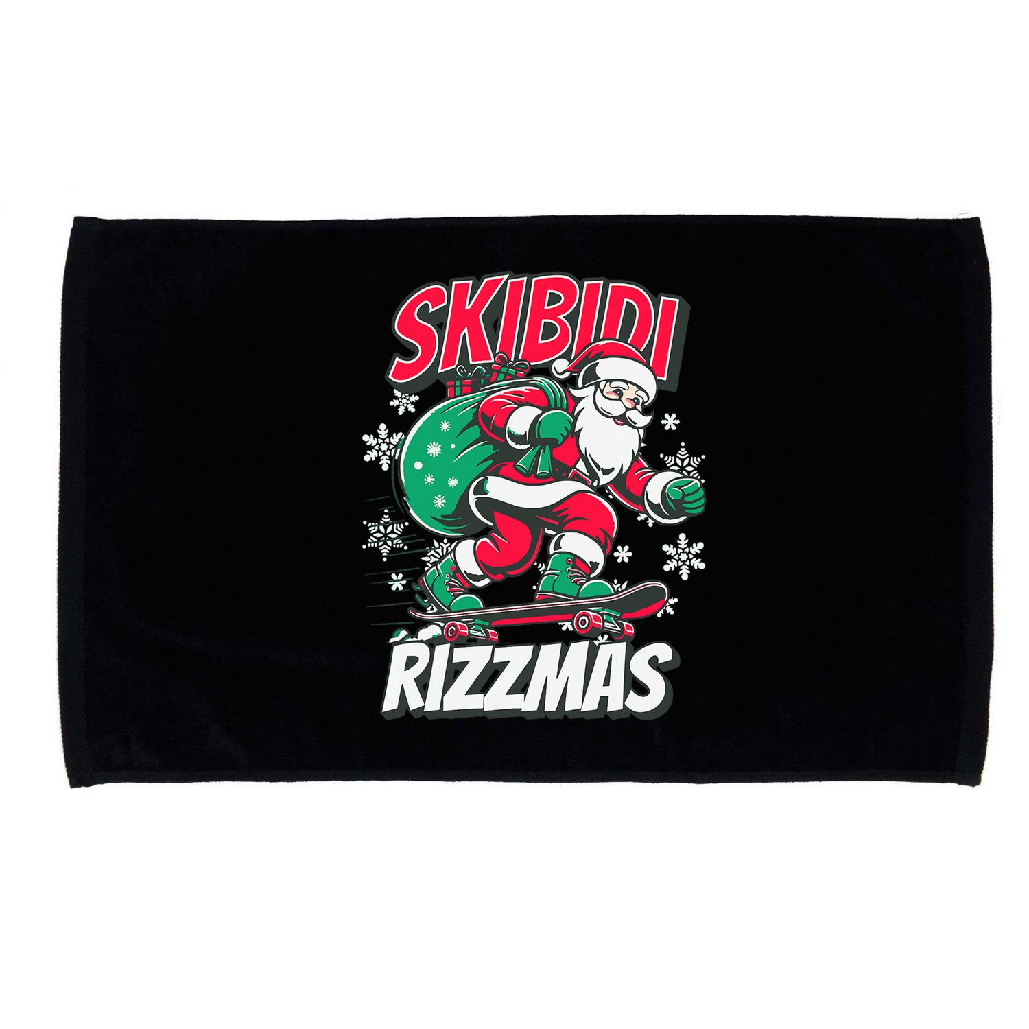 Skibidi Rizzmas Funny Santa Rizz Christmas Microfiber Hand Towel