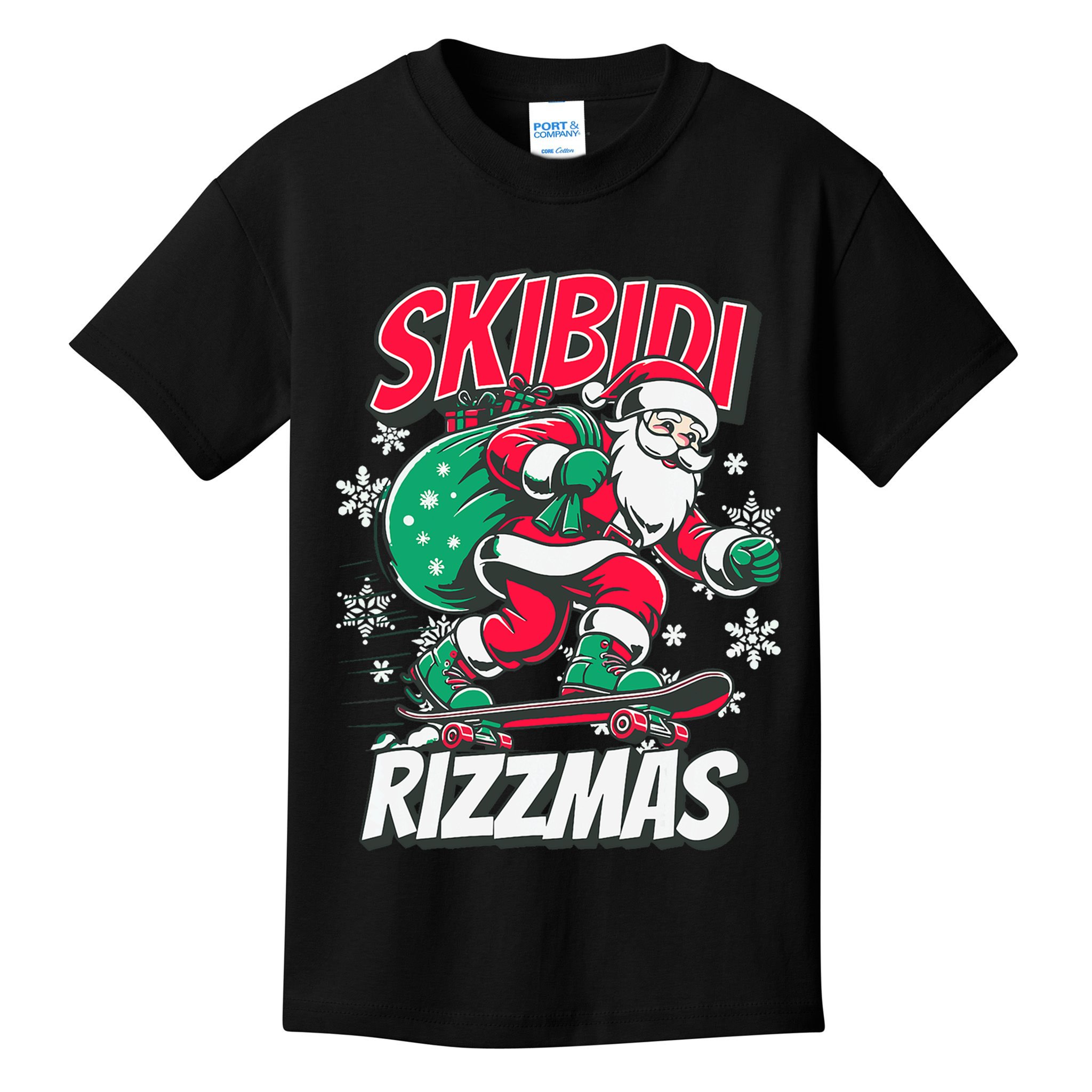 Skibidi Rizzmas Funny Santa Rizz Christmas Kids T-Shirt