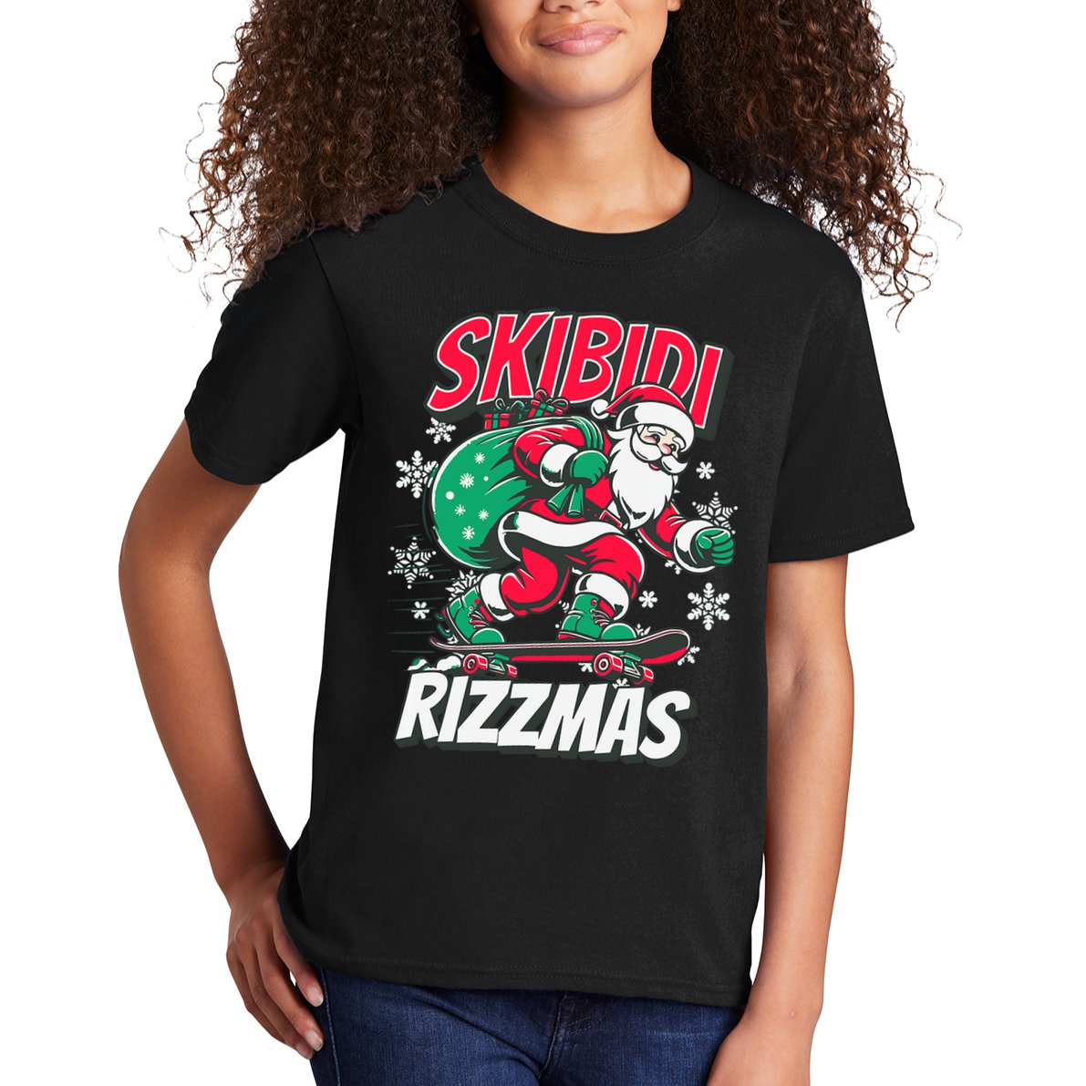 Skibidi Rizzmas Funny Santa Rizz Christmas Kids T-Shirt