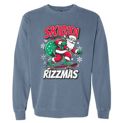 Skibidi Rizzmas Funny Santa Rizz Christmas Garment-Dyed Sweatshirt