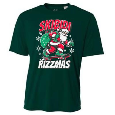 Skibidi Rizzmas Funny Santa Rizz Christmas Cooling Performance Crew T-Shirt