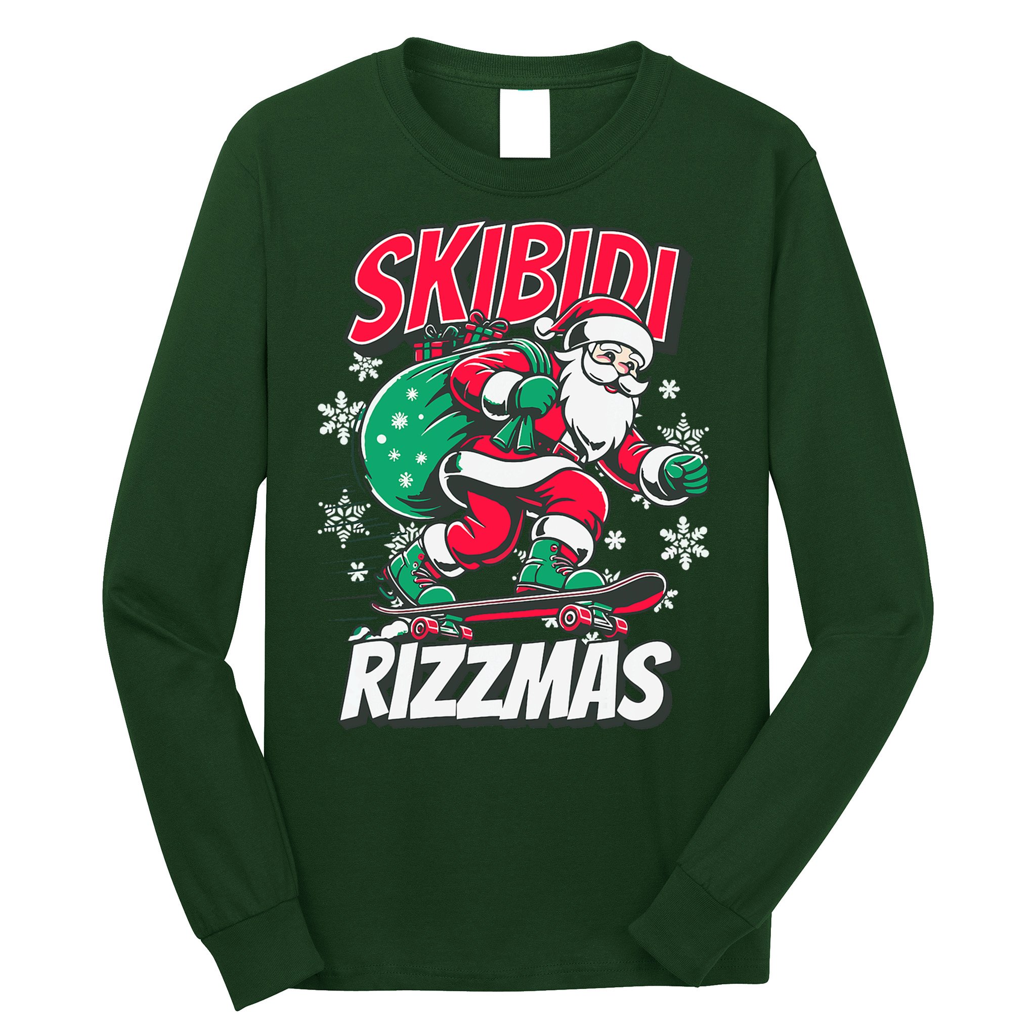 Skibidi Rizzmas Funny Santa Rizz Christmas Long Sleeve Shirt