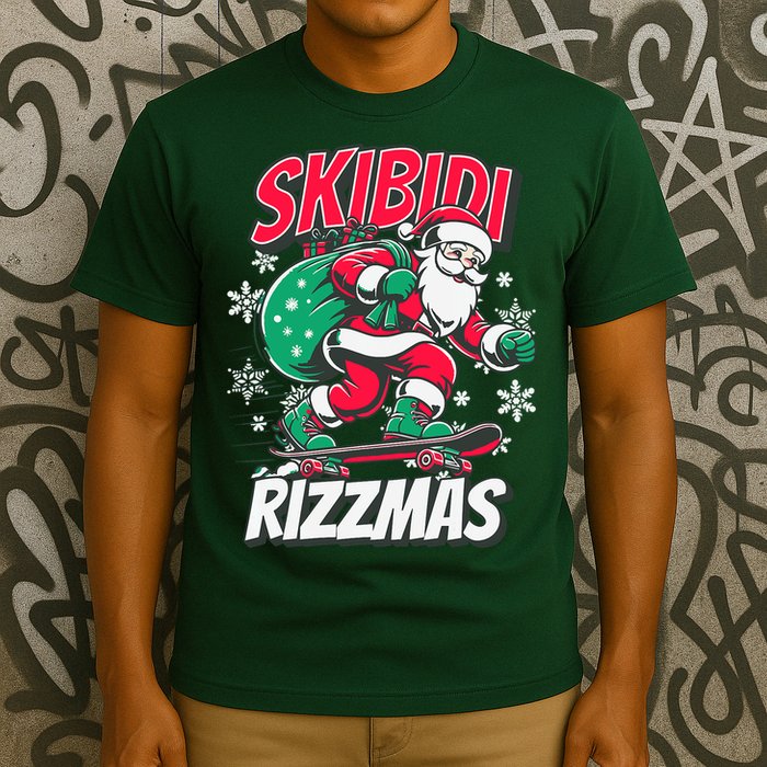 Skibidi Rizzmas Funny Santa Rizz Christmas T-Shirt
