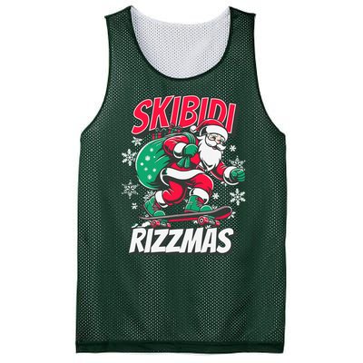 Skibidi Rizzmas Funny Santa Rizz Christmas Mesh Reversible Basketball Jersey Tank