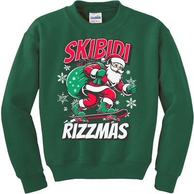 Skibidi Rizzmas Funny Santa Rizz Christmas Kids Sweatshirt