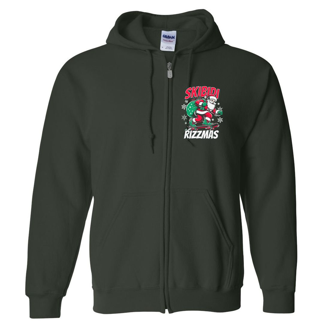 Skibidi Rizzmas Funny Santa Rizz Christmas Full Zip Hoodie