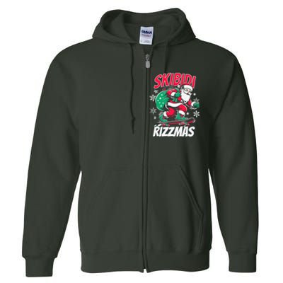 Skibidi Rizzmas Funny Santa Rizz Christmas Full Zip Hoodie