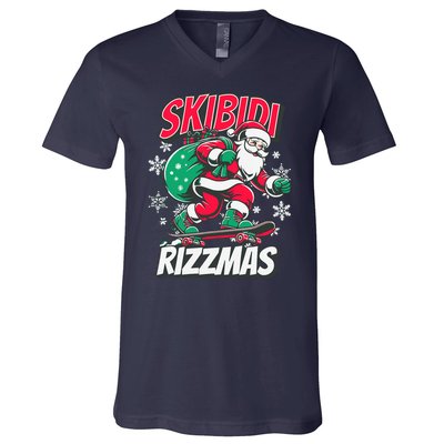 Skibidi Rizzmas Funny Santa Rizz Christmas V-Neck T-Shirt