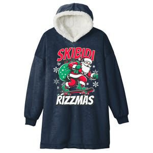 Skibidi Rizzmas Funny Santa Rizz Christmas Hooded Wearable Blanket