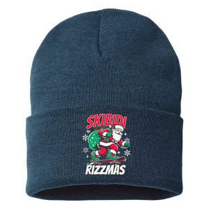 Skibidi Rizzmas Funny Santa Rizz Christmas Sustainable Knit Beanie